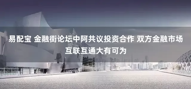 易配宝 金融街论坛中阿共议投资合作 双方金融市场互联互通大有可为